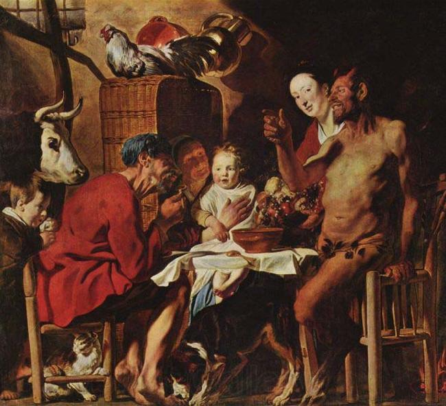 JORDAENS, Jacob Satyr and the Peasant Spain oil painting art